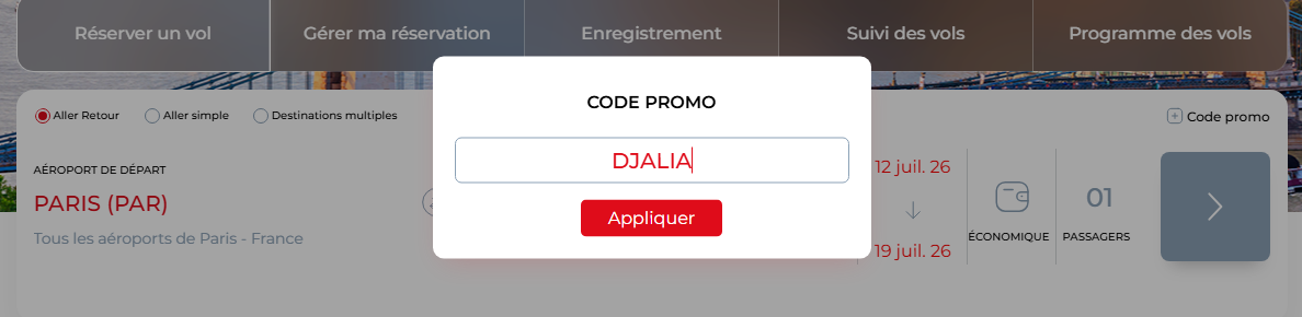 Offre DJALIA : 30% de réduction sur les vols Air Algérie djalia