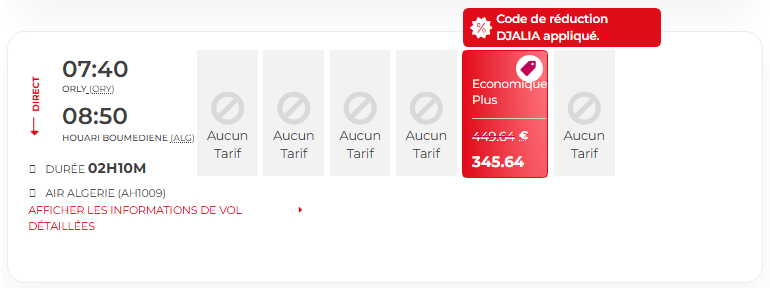 Offre DJALIA : 30% de réduction sur les vols Air Algérie offre djalia